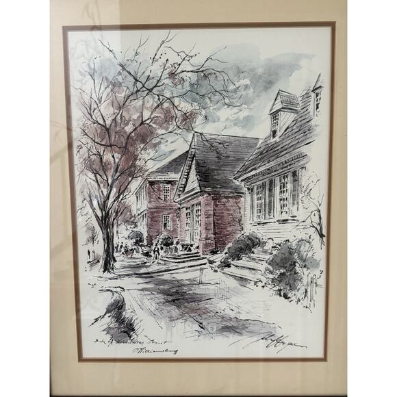 James Haymson Williamsburg Watercolor Print Govenor’s Palace Wood Frame Colonial - Picture 3 of 10